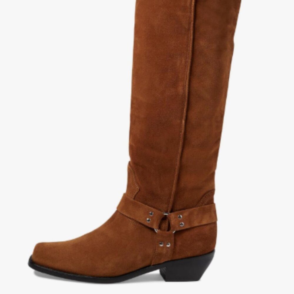 Women's Brown Suede Heeled Riding Boots
